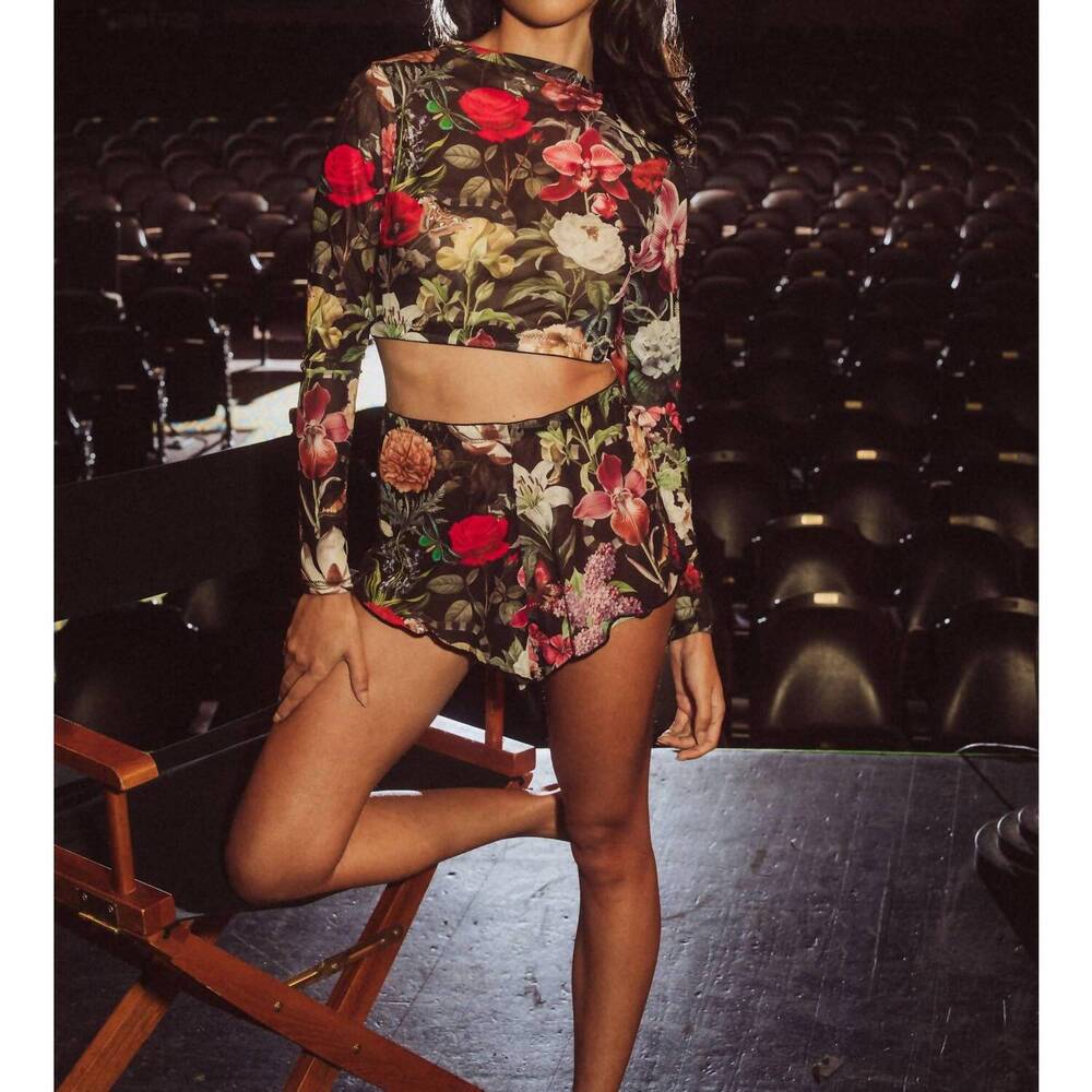 NEW KILO BRAVA mesh high waisted shorts in garden of eden